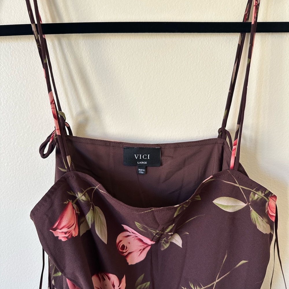 Vici Floral Maxi Dress - Brown and Pink - Picture 3 of 4
